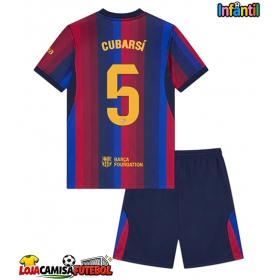 Camisa de Futebol Barcelona Pau Cubarsi #5 Equipamento Principal Infantil 2026-27 Manga Curta (+ Calças curtas)